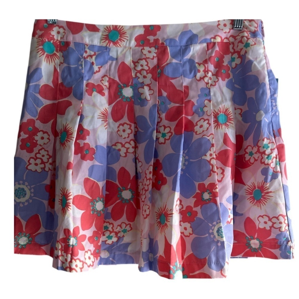 Blue Skater Mini Skirt with Pleats for Resort Wear